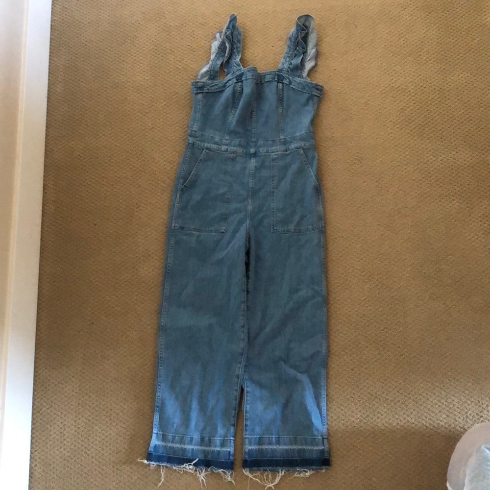 Ruffle sleeves Denim Overalls